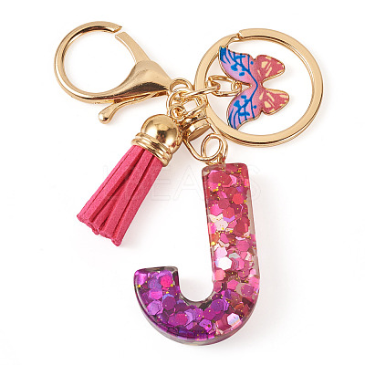 Alloy Resin Butterfly Keychains KEYC-TADJ0002-02G-J-1