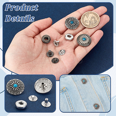 20 Sets 2 Colors Brass Snap Button FIND-GA0003-65-1