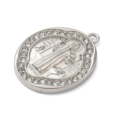 304 Stainless Steel & Rhinestone Pendants STAS-G371-09D-01P-1