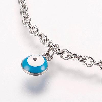 304 Stainless Steel Charm Anklets AJEW-E032-03-1