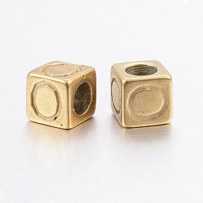 304 Stainless Steel Large Hole Letter European Beads STAS-H428-01G-O-1