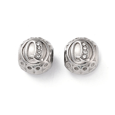304 Stainless Steel Rhinestone European Beads STAS-A092-10Q-P-1