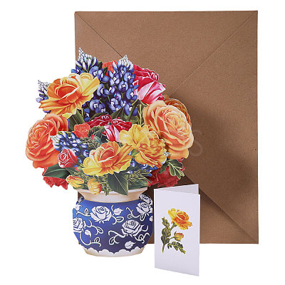 DIY Paper Flower Bouquet Greeting Card Sets AJEW-WH0455-197A-1