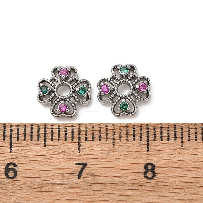 Brass Cubic Zirconia Bead Caps ZIRC-L105-03A-P-1