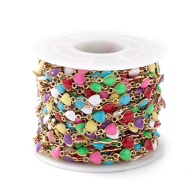 304 Stainless Steel Enamel Link Chains CHS-P016-25G-1