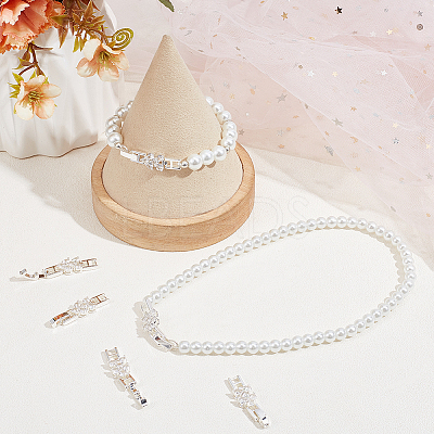 6Pcs Rack Plating Brass Micro Pave Clear Cubic Zirconia Fold Over Clasps KK-BBC0014-96-1