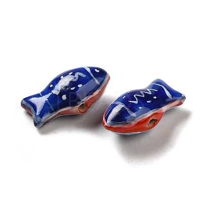 Handmade Printed Porcelain Beads PORC-E015-17G-1