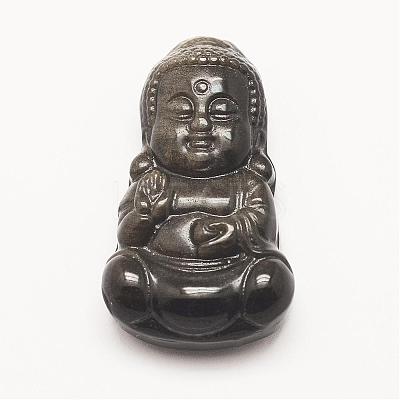 Natural Golden Sheen Obsidian Pendants G-G660-14-1