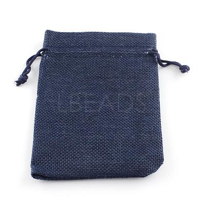 Polyester Imitation Burlap Packing Pouches Drawstring Bags ABAG-R005-14x10-12-1