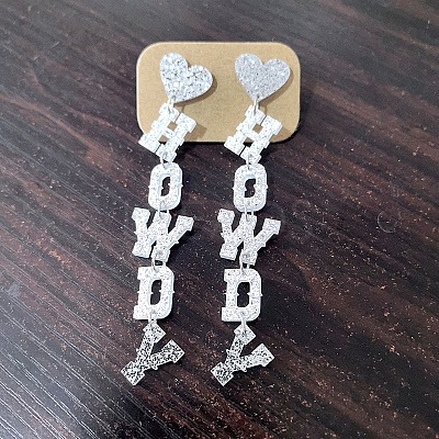 Word HOWDY Acrylic Dangle Stud Earrings FS-WGBB6AA-06-1