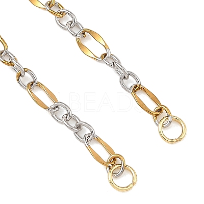 2Pcs Two Tone 304 Stainless Steel Oval Link Chains Bracelet Making AJEW-JB01665-1