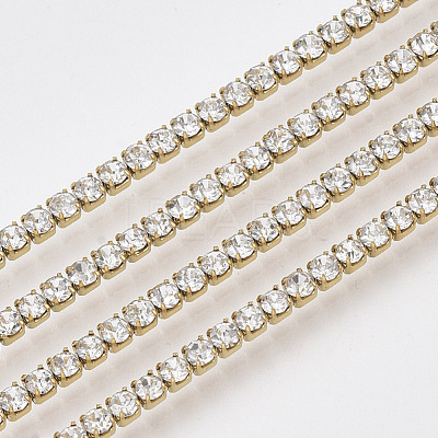 304 Stainless Steel Rhinestone Strass Chains STAS-T055-12G-1