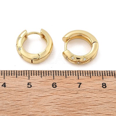Clear Cubic Zirconia Star Hoop Earrings X-EJEW-C022-01G-1