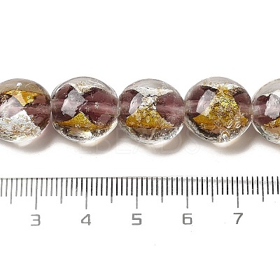Handmade Gold Foil and Silver Foil Lampwork Flat Round Beads FOIL-C001-02C-1