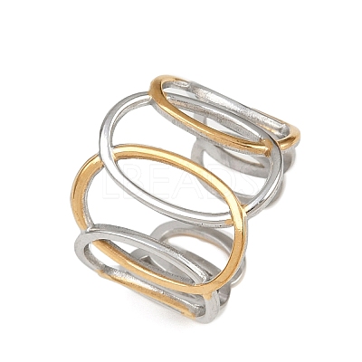 304 Stainless Steel Double Color Cuff Rings RJEW-S635-01GP-15-1