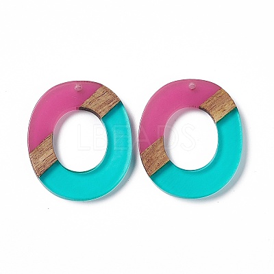 Transparent Resin & Walnut Wood Pendants RESI-M027-01C-1