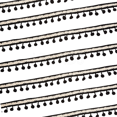Polyester Pom Pom Lace Trim OCOR-WH0079-32-1