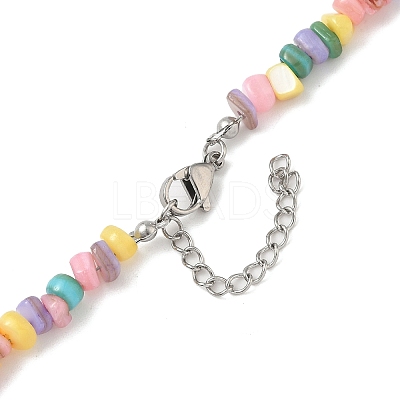 Natural Dyed Freshwater Shell Colorful Nuggets Beaded Necklaces for Women NJEW-JN05434-1