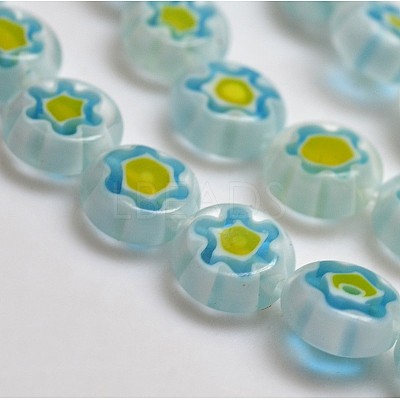 Handmade Millefiori Glass Flat Round Bead Strands X-LK-P011-18-1