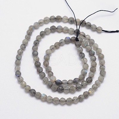 Faceted Round Natural Labradorite Bead Strands X-G-I156-03-4mm-1
