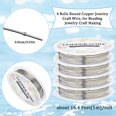 4 Rolls Copper Jewelry Craft Wire CWIR-SC0001-05-1