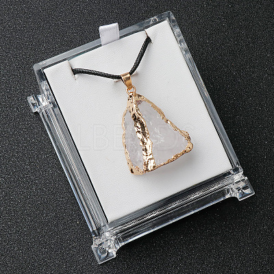 Electroplated Raw Natural Quartz Crystal Neggets Pendant Black Wax Cord Necklaces FS-WG48460-01-1