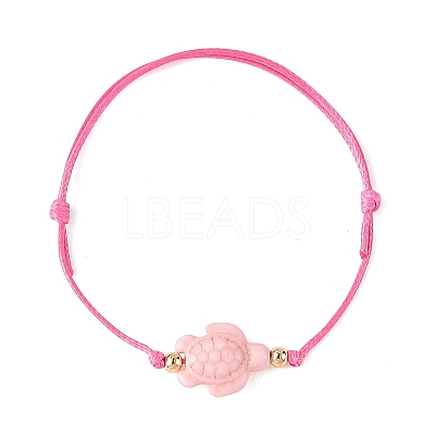 4Pcs 4 Colors Ocean Dyed Synthetic Turquoise Sea Turtle Beaded Adjustable Waxed Polyester Cord Bracelets for Women BJEW-JB14243-04-1