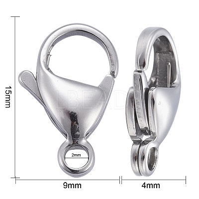 Tarnish Resistant 304 Stainless Steel Lobster Claw Clasps STAS-AB15-1