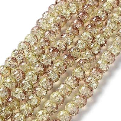 Spray Painted Crackle Glass Beads Strands CCG-Q002-10mm-05-1