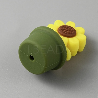 Sunflower Silicone Beads SIL-WH0008-40G-1