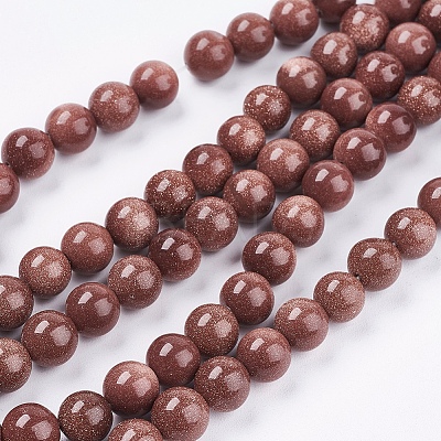 Synthetic Goldstone Bead Strands G-R193-04-8mm-1
