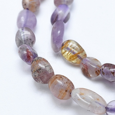 Natural Purple Phantom Quartz Purple Lodolite Quartz Beads Strands X-G-E483-69-1