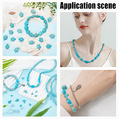 90Pcs 8 Styles Dyed Synthetic Turquoise Beads TURQ-AR0001-30-1