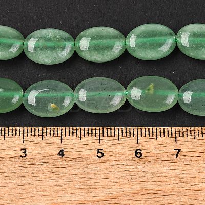 Natural Green Aventurine Flat Oval Bead Strands G-M206-22-1