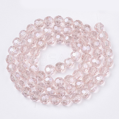 Faceted(32 Facets) Electroplate Glass Bead Strands X-EGLA-R015-8mm-8-1