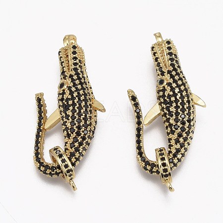 Brass Micro Pave Cubic Zirconia Lobster Claw Clasps ZIRC-L098-047G-1