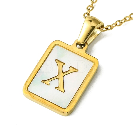 Ion Plating(IP) Rectangle with Initial Letter 304 Stainless Steel Pendant Necklace NJEW-R265-04G-X-1