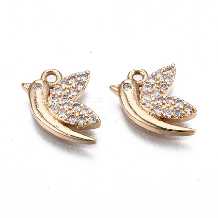 Brass Micro Pave Clear Cubic Zirconia Charms KK-S359-110-RS-1