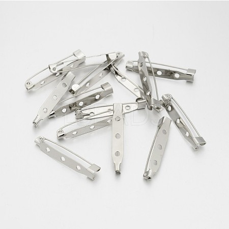 Iron Brooch Pin Back Safety Catch Bar Pins with 3 Holes IFIN-A171-04G-1