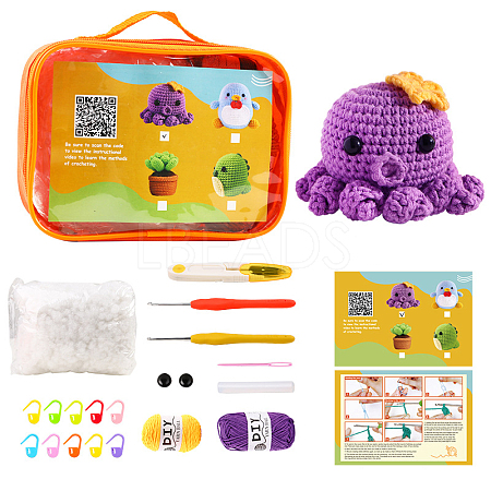 DIY Octopus Knitting Kits DOLL-PW0016-01H-1