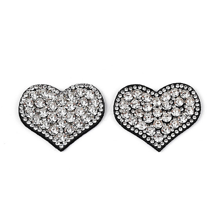 Heart Hotfix Glass Rhinestone with Cloth Patches PATC-T002-02A-1