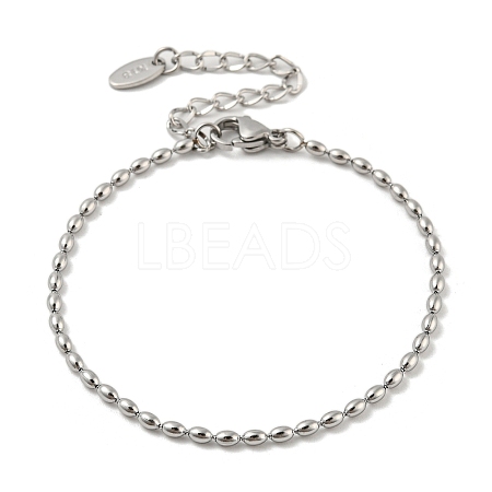 201 Stainless Steel Rugby Beaded Chain Bracelets BJEW-G696-01A-P-1