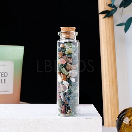 Natural Tourmaline Chips in a Glass Bottle with Cork Cover PW-WG28850-02-1