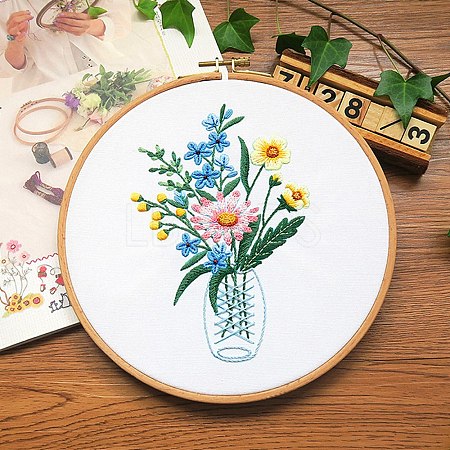 Flower Pattern DIY Embroidery Starter Kits DIY-P077-101-1
