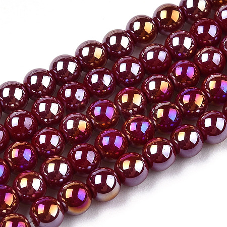 Electroplate Opaque Glass Beads Strands GLAA-T032-P4mm-AB05-1