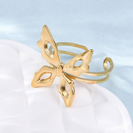 304 Stainless Steel Cuff Rings for Women RJEW-F175-01G-03-1