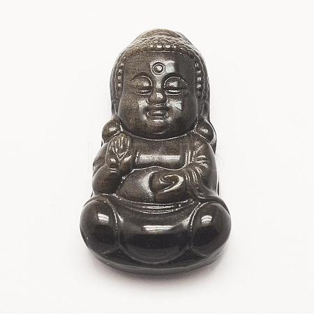 Natural Golden Sheen Obsidian Pendants G-G660-14-1