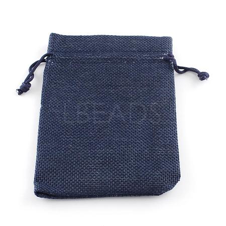 Polyester Imitation Burlap Packing Pouches Drawstring Bags ABAG-R005-14x10-12-1