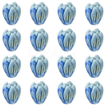 20Pcs Opaque Resin Flower Rose Beads RESI-YW0004-99C-1