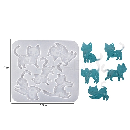 Halloween Cat Skeleton DIY Silicone Pendant Molds PW-WG95696-01-1